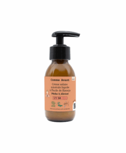 crème solaire liquide pêche abricot comme avant